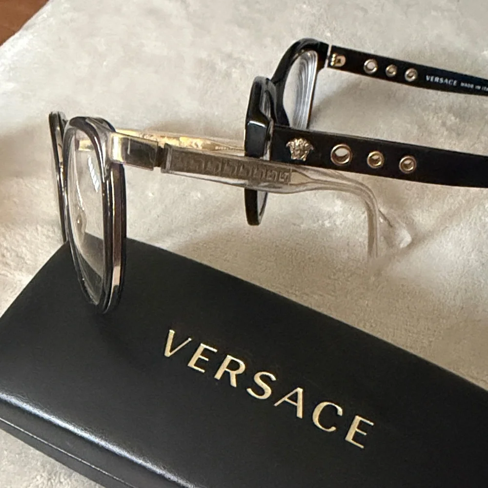 Versace Black and Gold Cat-Eye Optical Glasses